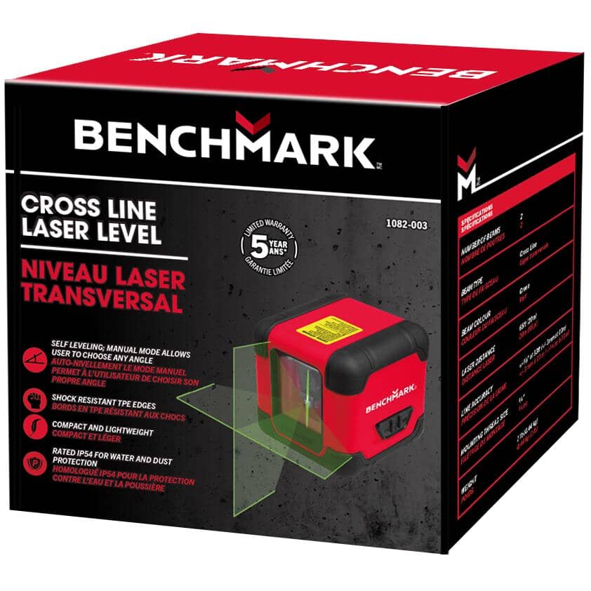 65' Self Leveling Cross-Line Laser Level - with Case