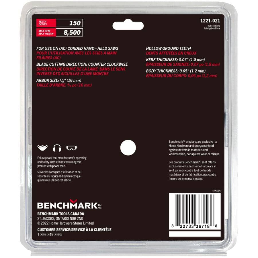 7-1/4" 150 Tooth Plywood Circular Saw Blade - Counter Clock Wise