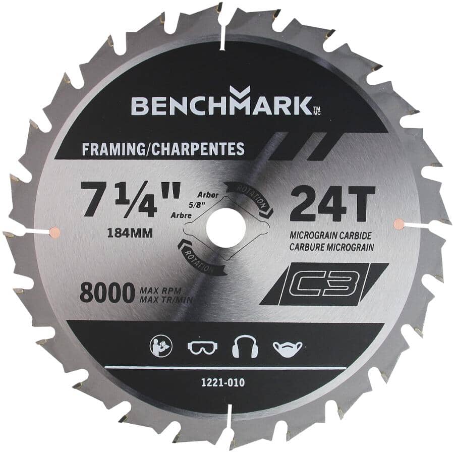 7-1/4" 24 Tooth Carbide Circular Saw Blade - Clock Wise