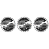 7-1/4" 24 Tooth Circular Saw Blade Set - 3 Pack