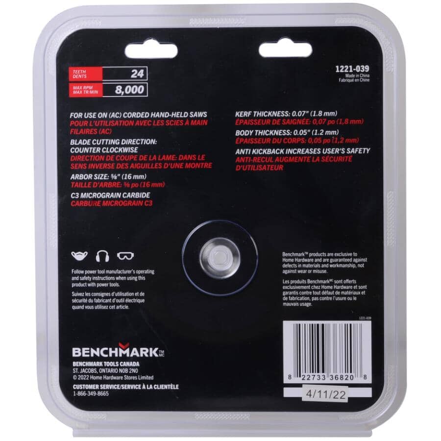 7-1/4" 24 Tooth Circular Saw Blade Set - 3 Pack