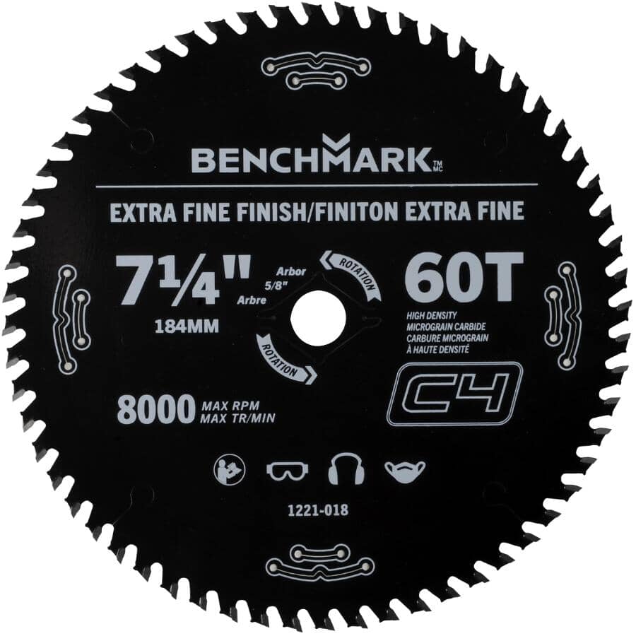 7-1/4" 60 Tooth Premium Carbide Circular Saw Blade