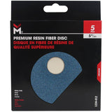 80 Grit 5" x 7/8" Resin Fibre Discs - 5 Pack