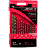 Cobalt Drill Bit Set - 3 Flute, 13 Piece