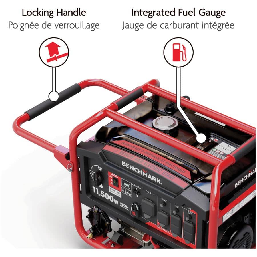 Portable Dual Fuel Generator - with Remote Start, 11500W 76-80dB