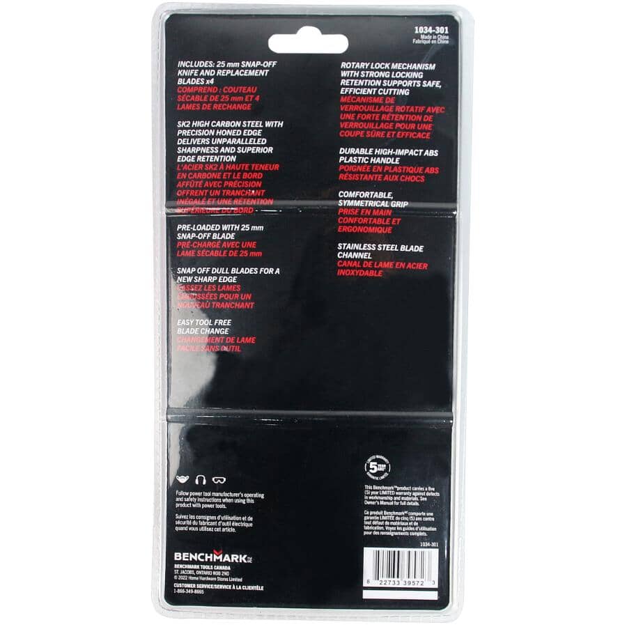 Snap Off Blade Utility Knife - 25 mm, with 4 Blades