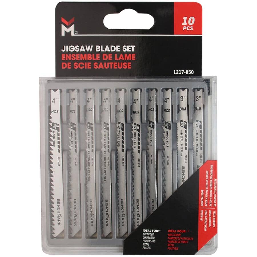 U-Shank Jigsaw Blade Set, Assorted Blade Styles - 10 Piece