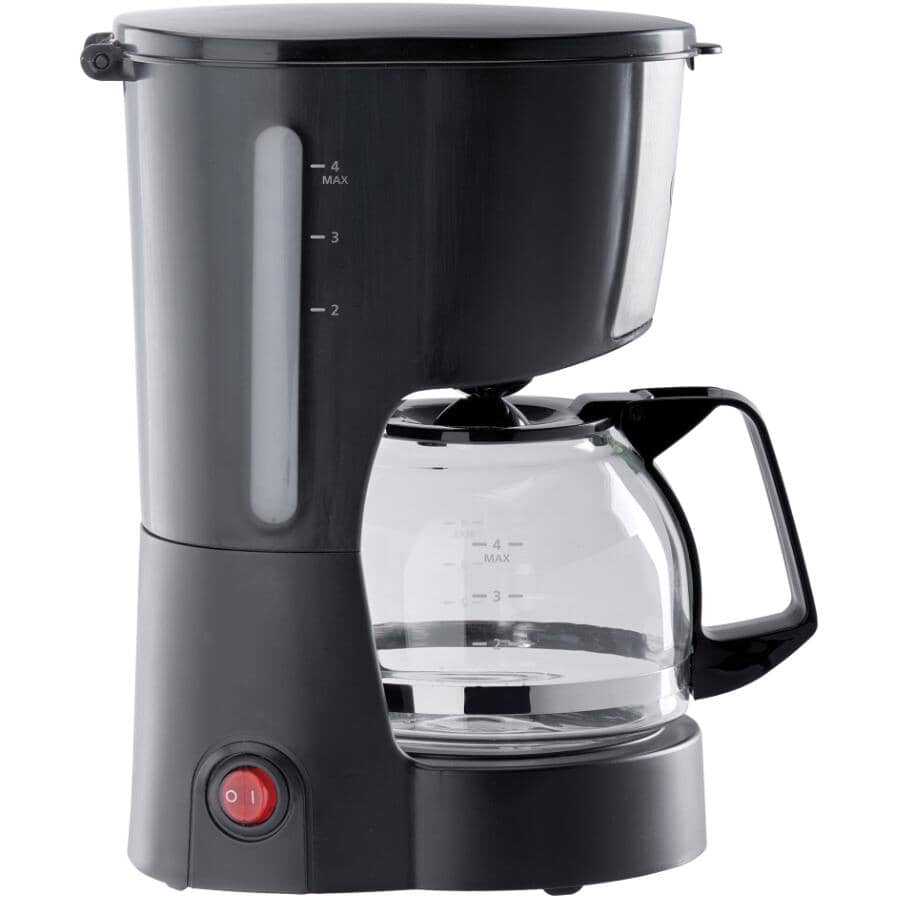 Drip Coffee Maker with Permanent Filter (BC-3804CB) - Stainless Steel & Black, 4 Cup