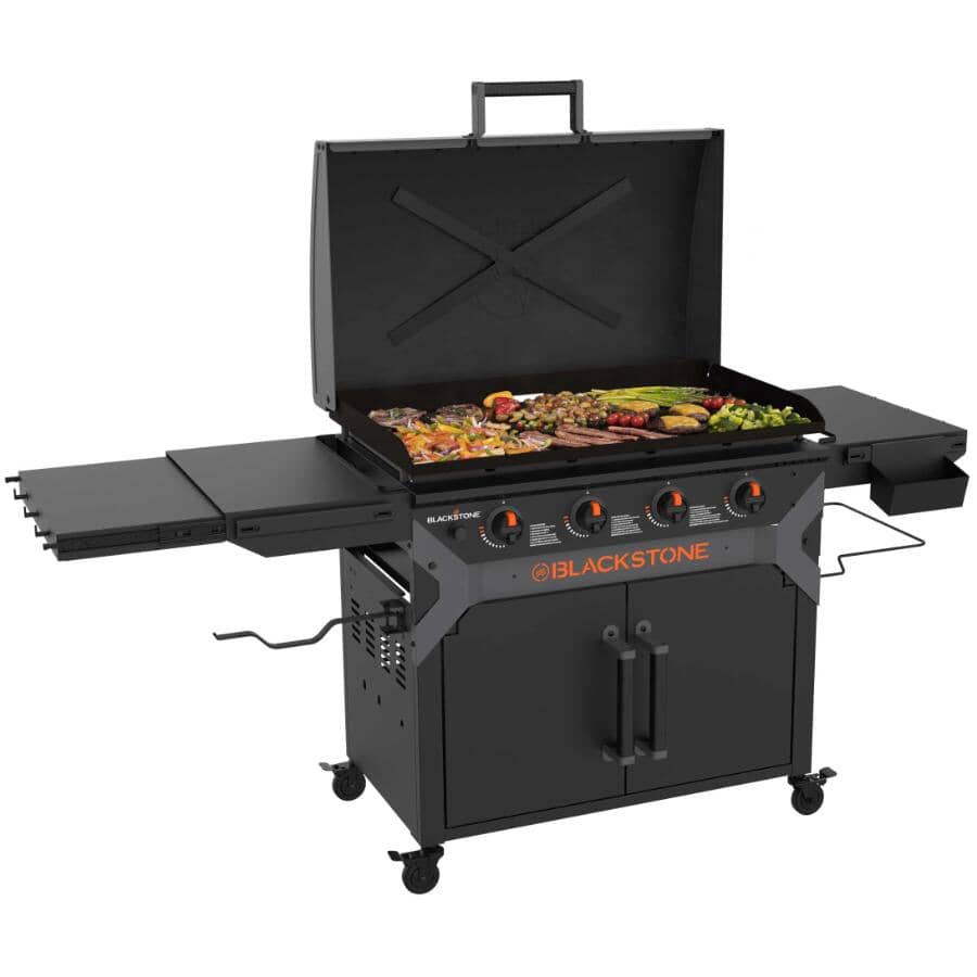 36" Original Iron Forged Griddle with Cabinet - 4 Burner, 768 sq. in.