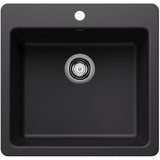 21.25" x 20.5" Liven Silgranit Dual Mount Single Bowl Kitchen Sink - Coal Black