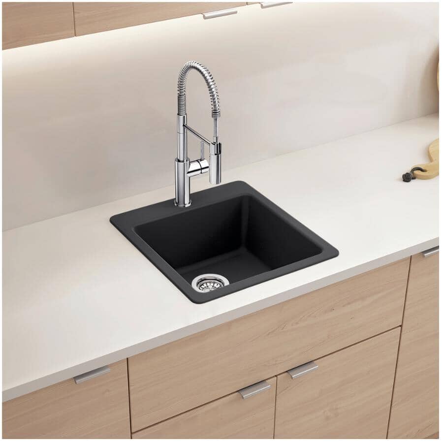 21.25" x 20.5" Liven Silgranit Dual Mount Single Bowl Kitchen Sink - Coal Black