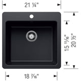 21.25" x 20.5" Liven Silgranit Dual Mount Single Bowl Kitchen Sink - Coal Black
