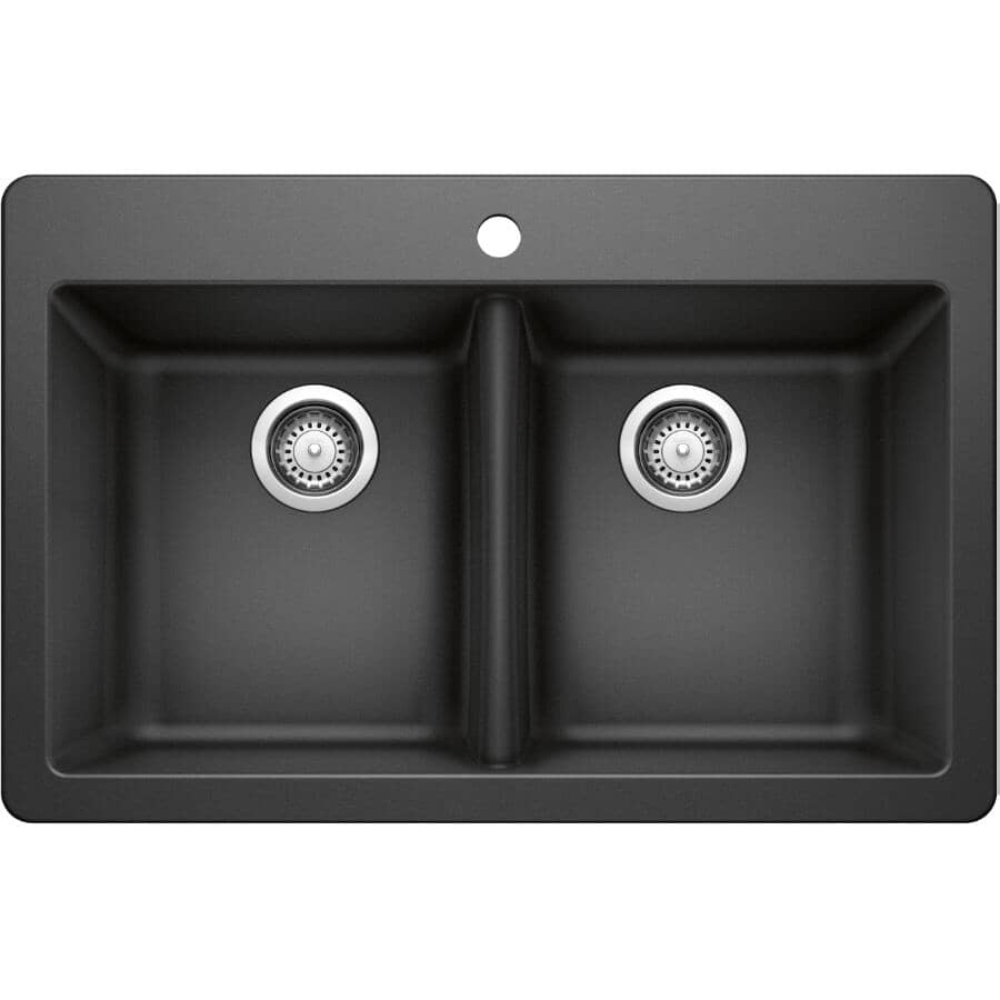 31.5" x 20.5" x 8" Dohna Silgranit Dual Mount Double Bowl Kitchen Sink - Anthracite