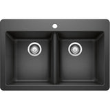 31.5" x 20.5" x 8" Dohna Silgranit Dual Mount Double Bowl Kitchen Sink - Anthracite