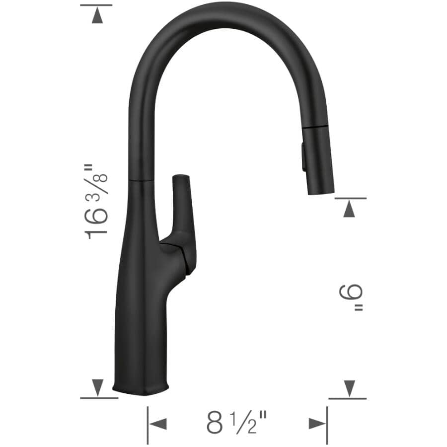 Rivana Single Handle Pull-Down Kitchen Faucet - Matte Black