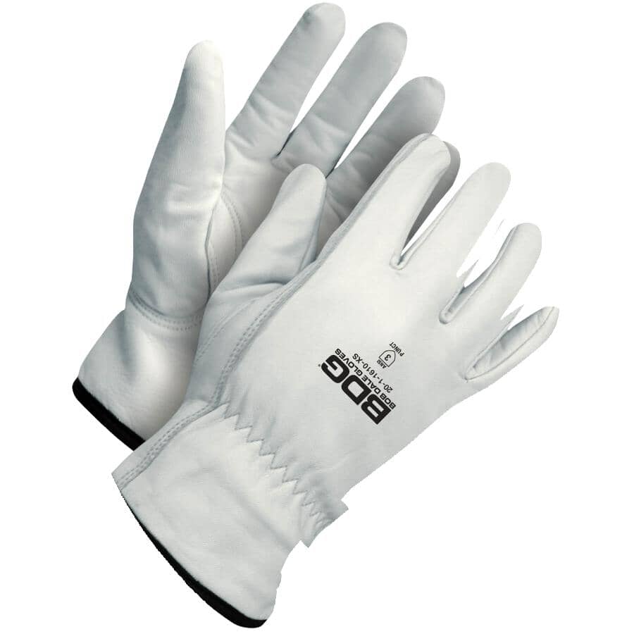 Men's Full Grain Goatskin Leather Driving Gloves - Extra Large, White