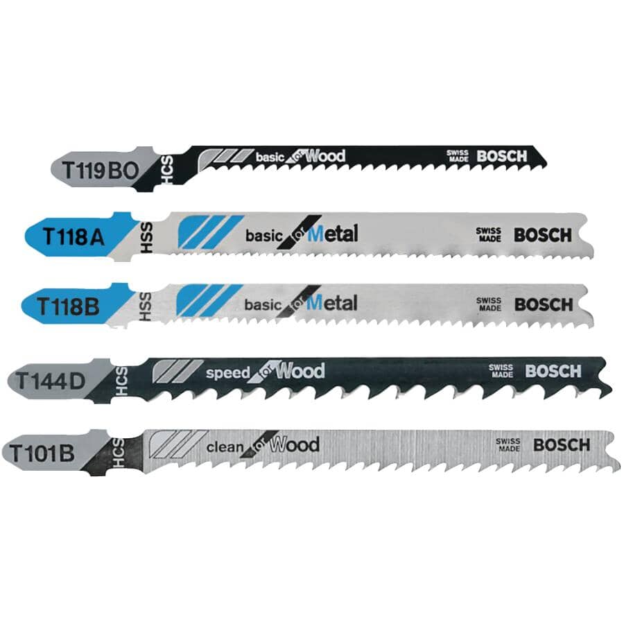 T-Shank Jigsaw Blade Set, Assorted Blades - 5 Piece