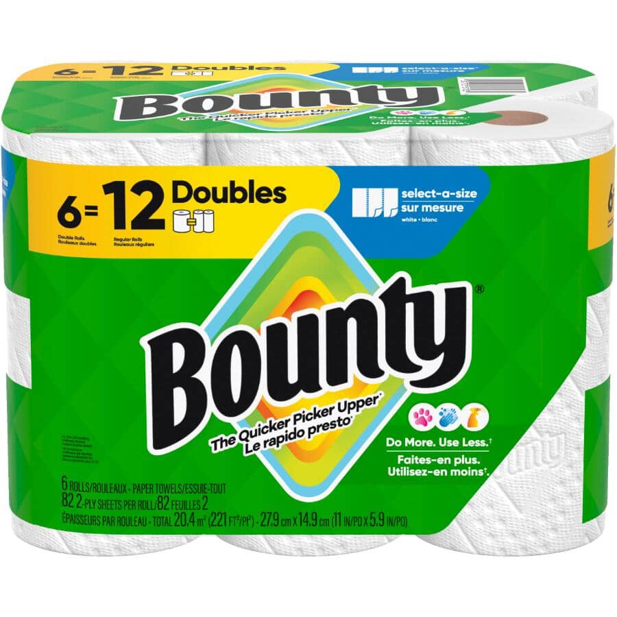 Select-A-Size Regular Paper Towels - White, 2 Ply, 82 Sheets, 6 Double Rolls