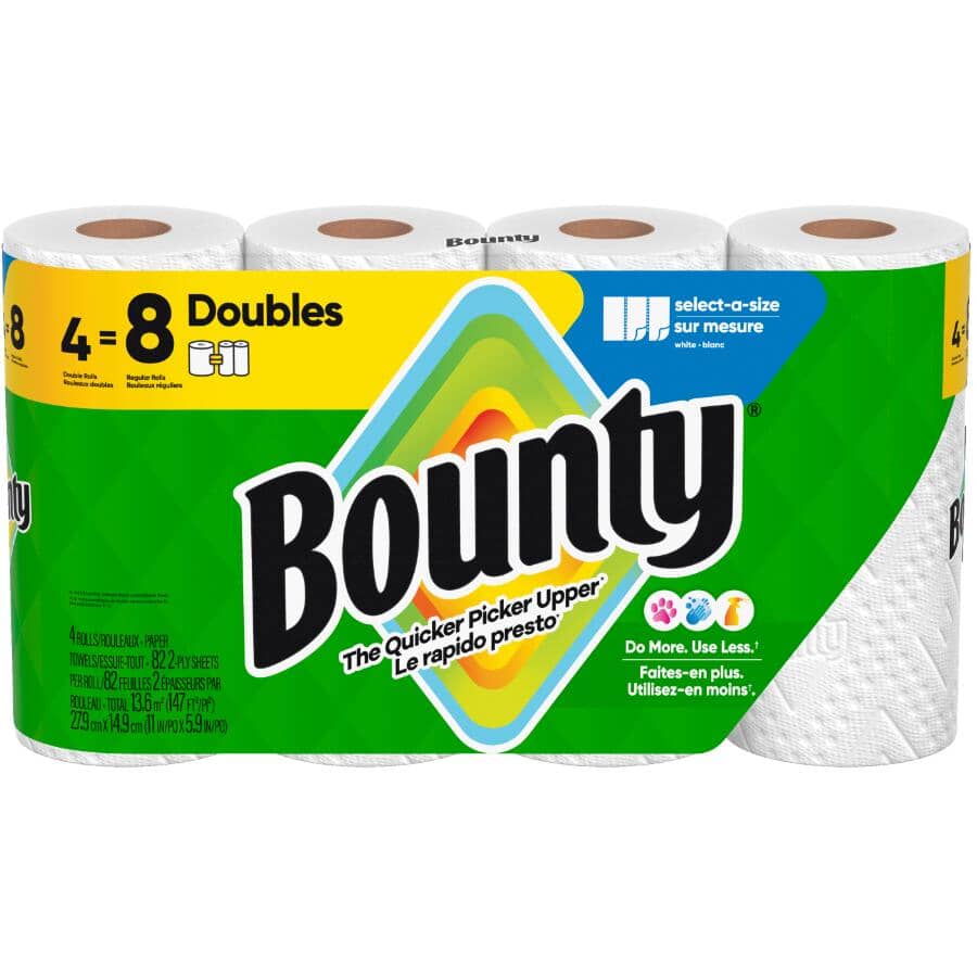 Select-A-Size Regular Paper Towels - White, 2 Ply, 82 Sheets, 4 Double Rolls