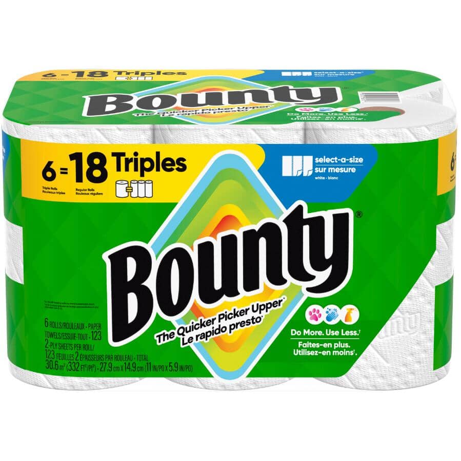 Select-A-Size Regular Paper Towels - White, 2 Ply, 123 Sheets, 6 Triple Rolls