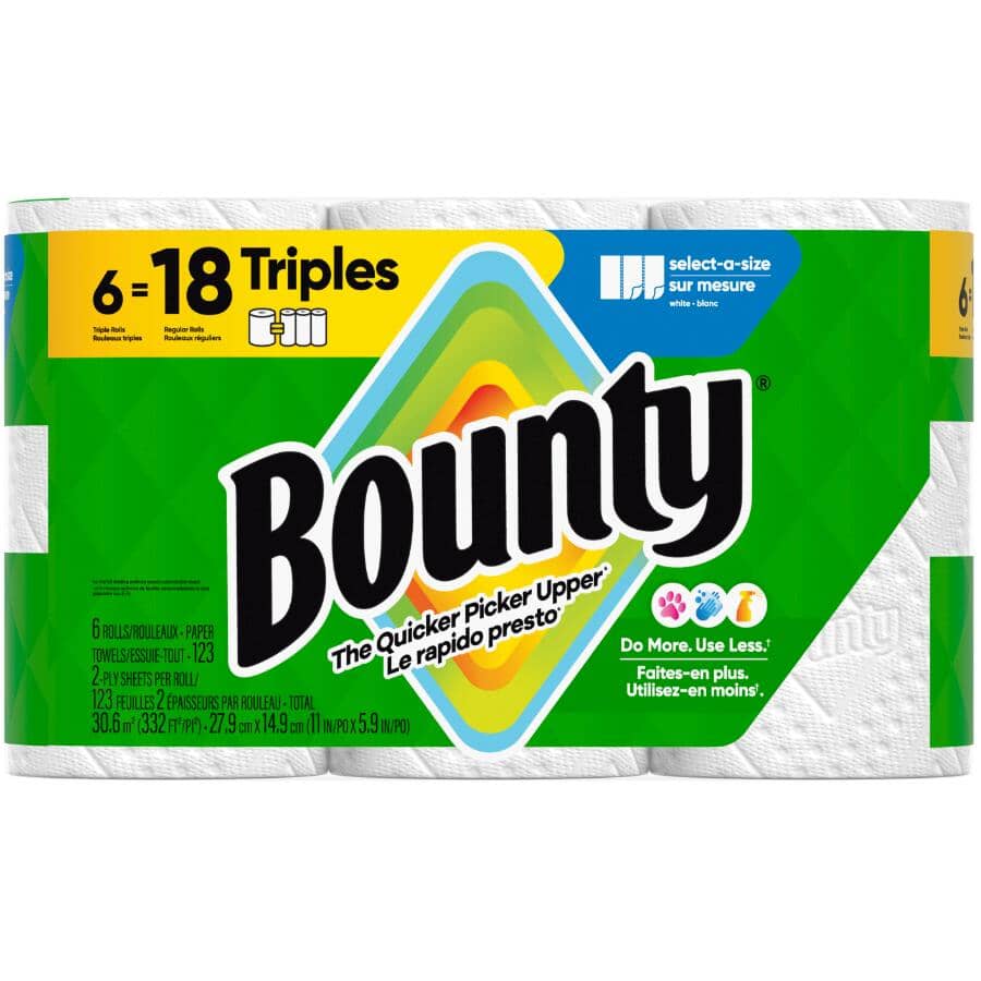 Select-A-Size Regular Paper Towels - White, 2 Ply, 123 Sheets, 6 Triple Rolls