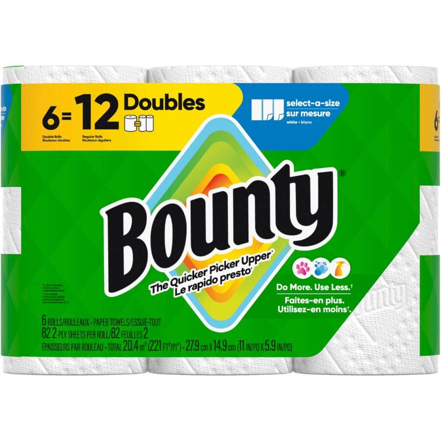 Select-A-Size Regular Paper Towels - White, 2 Ply, 82 Sheets, 6 Double Rolls