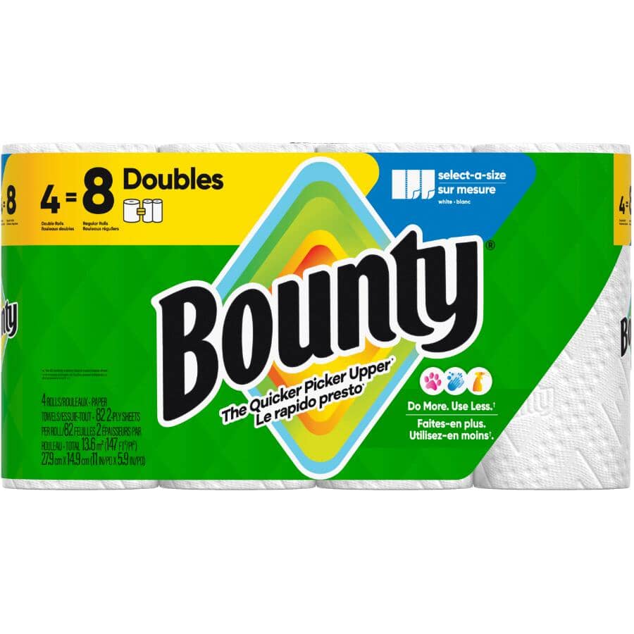 Select-A-Size Regular Paper Towels - White, 2 Ply, 82 Sheets, 4 Double Rolls