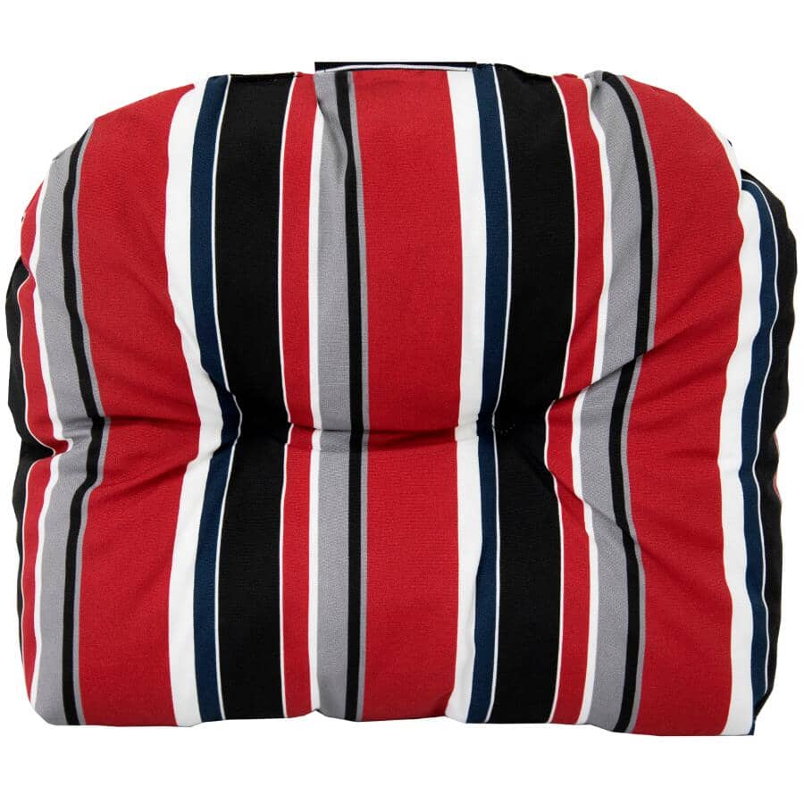 Deluxe Seat Cushion - Red / Navy Stripes