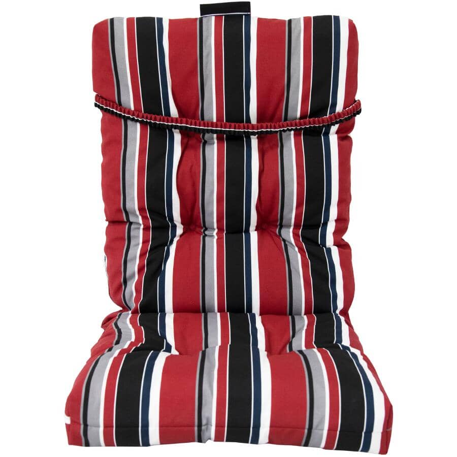 High Back Chair Cushion - Red / Navy Stripes