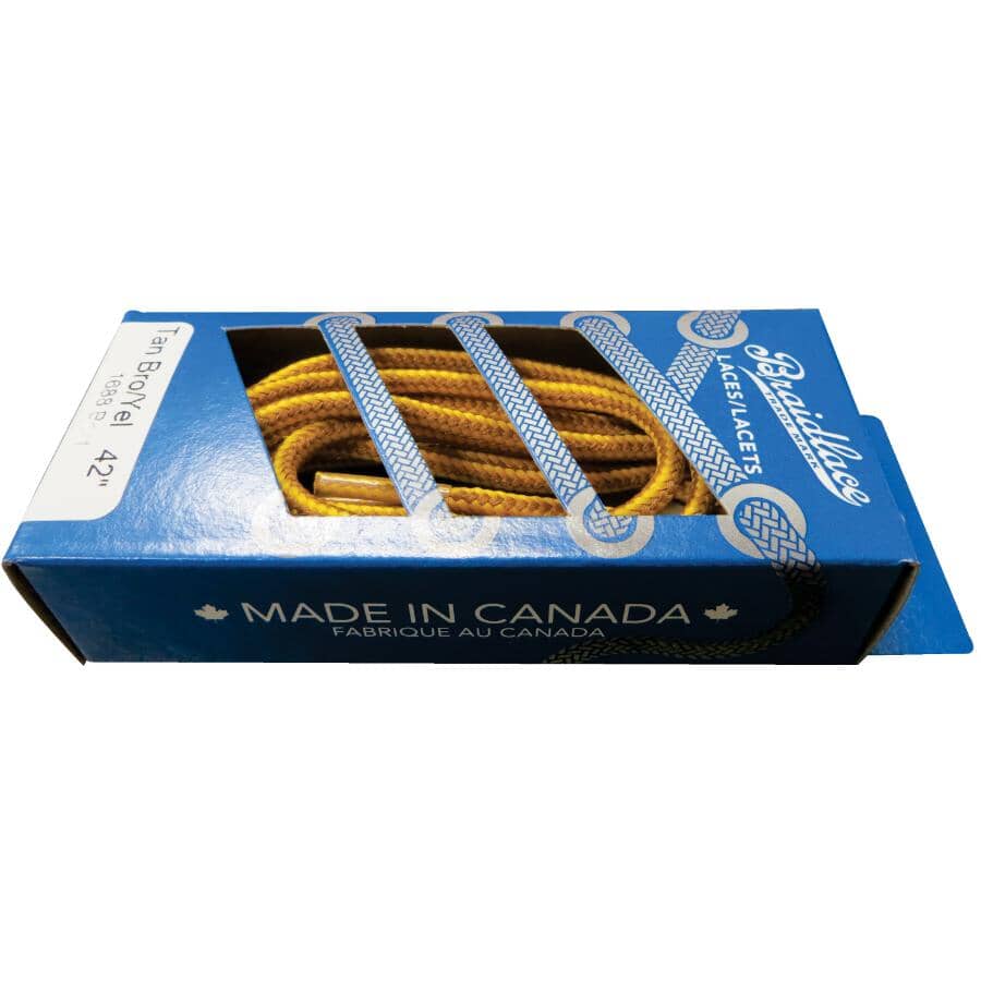 Outdoor Round Boot Laces - 42", Brown & Yellow