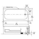54" x 30'' Pendant Bathtub - with Left Hand Drain, White