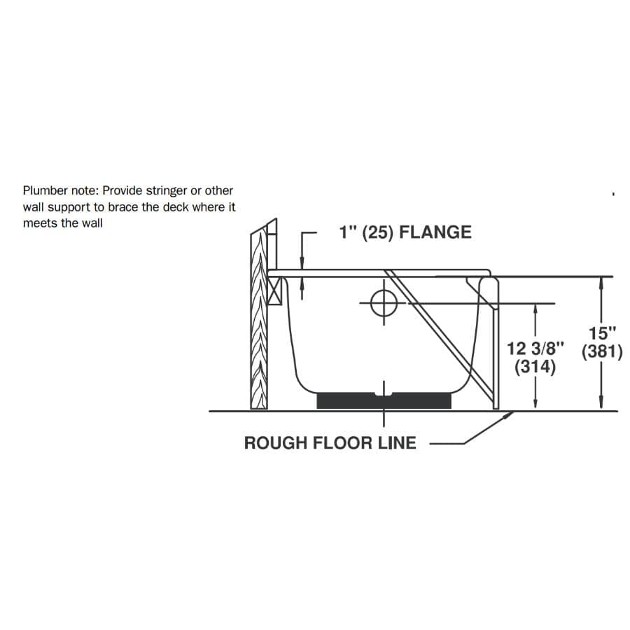54" x 30'' Pendant Bathtub - with Left Hand Drain, White