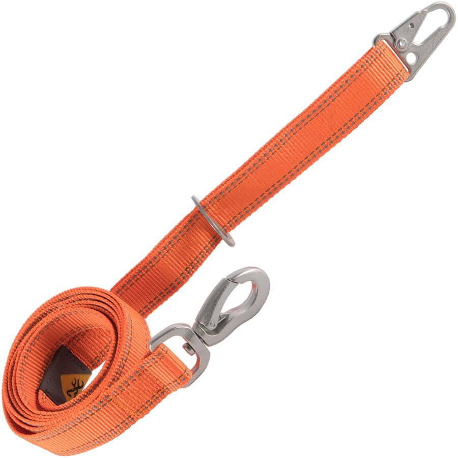 Polyester Webbing Dog Leash - Safety Orange, 1" x 6'