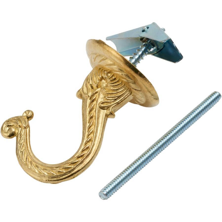 2-1/4" Brass Plated Swag Ceiling Hook