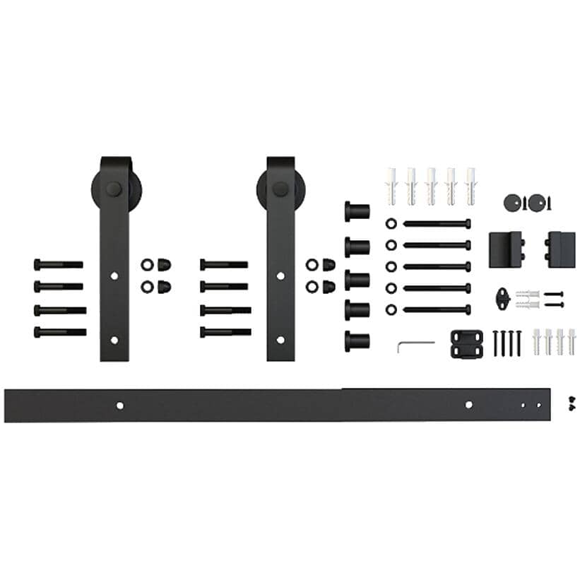 Matte Black Steel Rustic Style Visible Sliding Interior Rail System Door Track