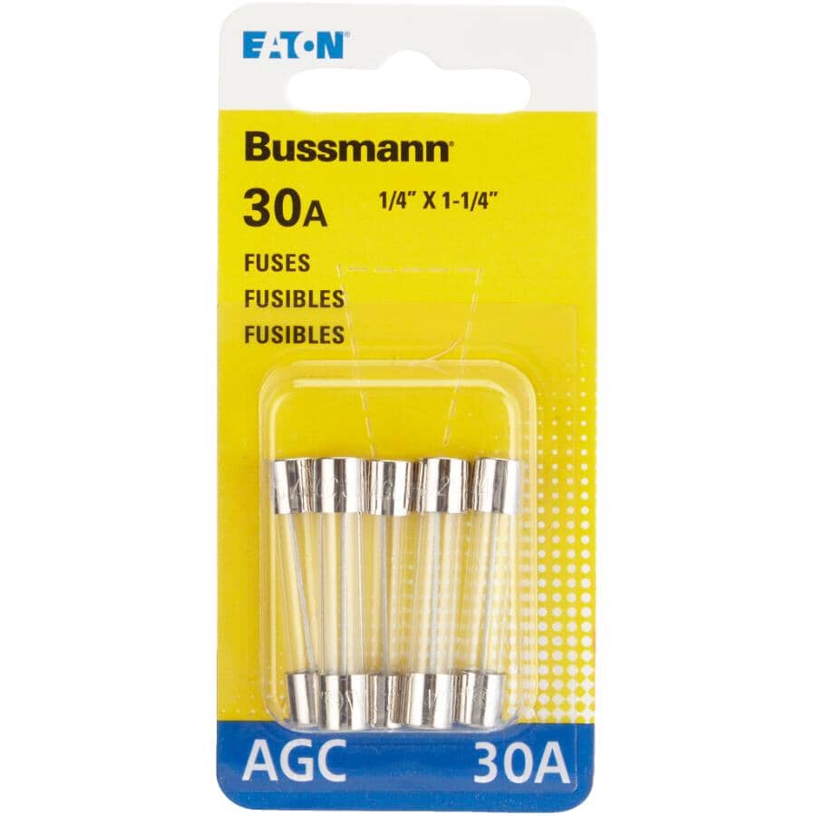 Fact Acting AGC 30 Amp Glass Fuses - 5 Pack