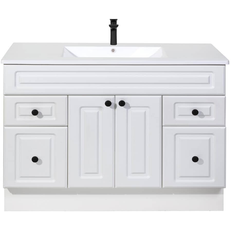 42" W x 21" D Halifax Vanity with Cultured Marble Top - 2 Doors + 4 Drawers, White