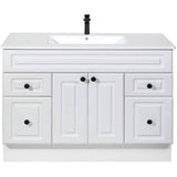 42" W x 21" D Halifax Vanity with Cultured Marble Top - 2 Doors + 4 Drawers, White