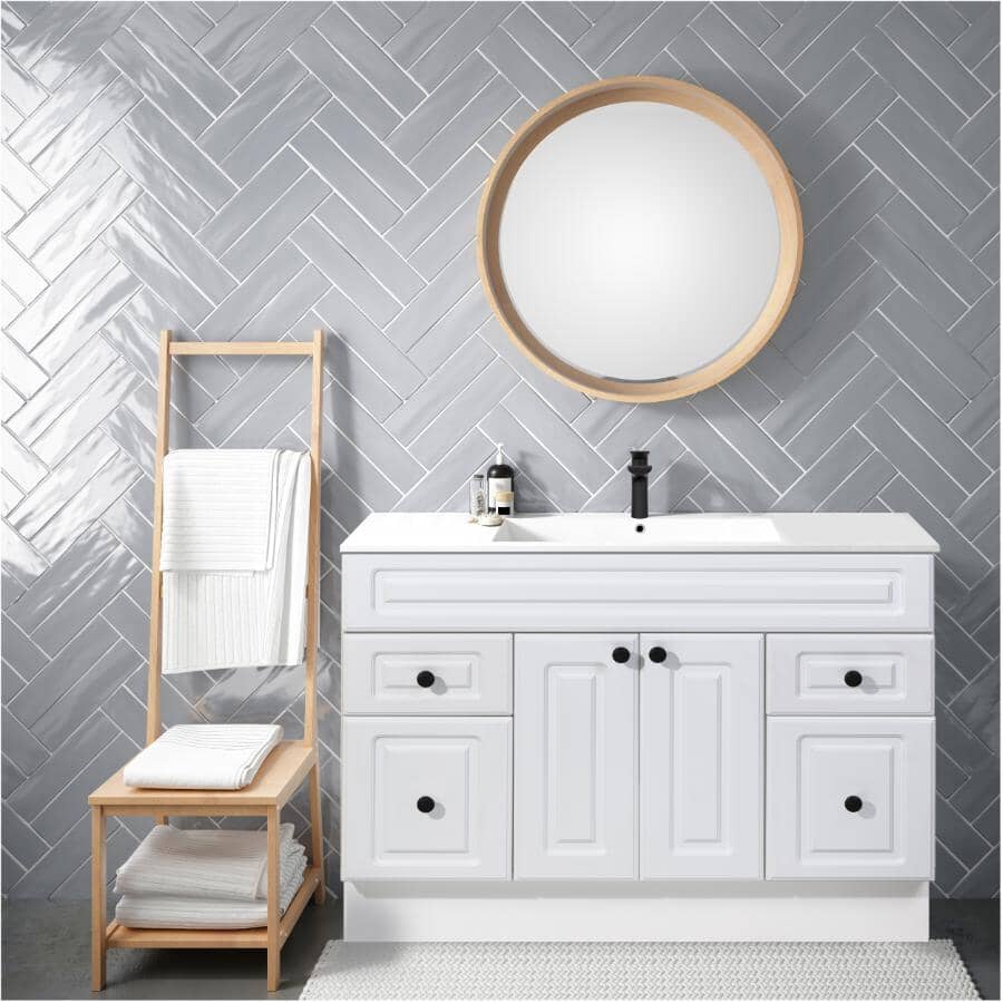 42" W x 21" D Halifax Vanity with Cultured Marble Top - 2 Doors + 4 Drawers, White