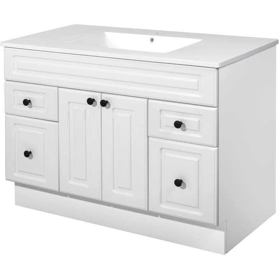 42" W x 21" D Halifax Vanity with Cultured Marble Top - 2 Doors + 4 Drawers, White