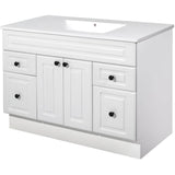 42" W x 21" D Halifax Vanity with Cultured Marble Top - 2 Doors + 4 Drawers, White