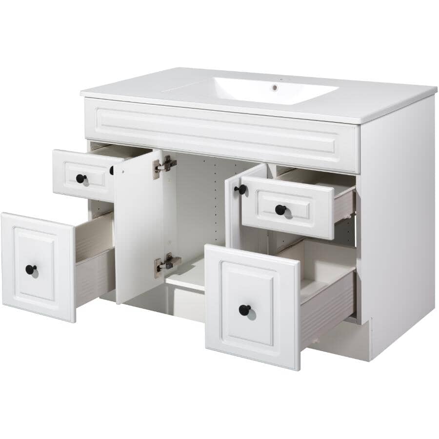 42" W x 21" D Halifax Vanity with Cultured Marble Top - 2 Doors + 4 Drawers, White
