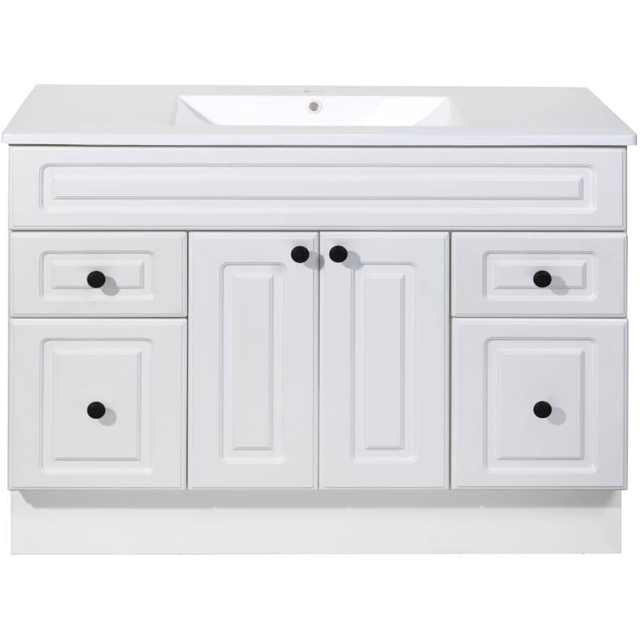 42" W x 21" D Halifax Vanity with Cultured Marble Top - 2 Doors + 4 Drawers, White