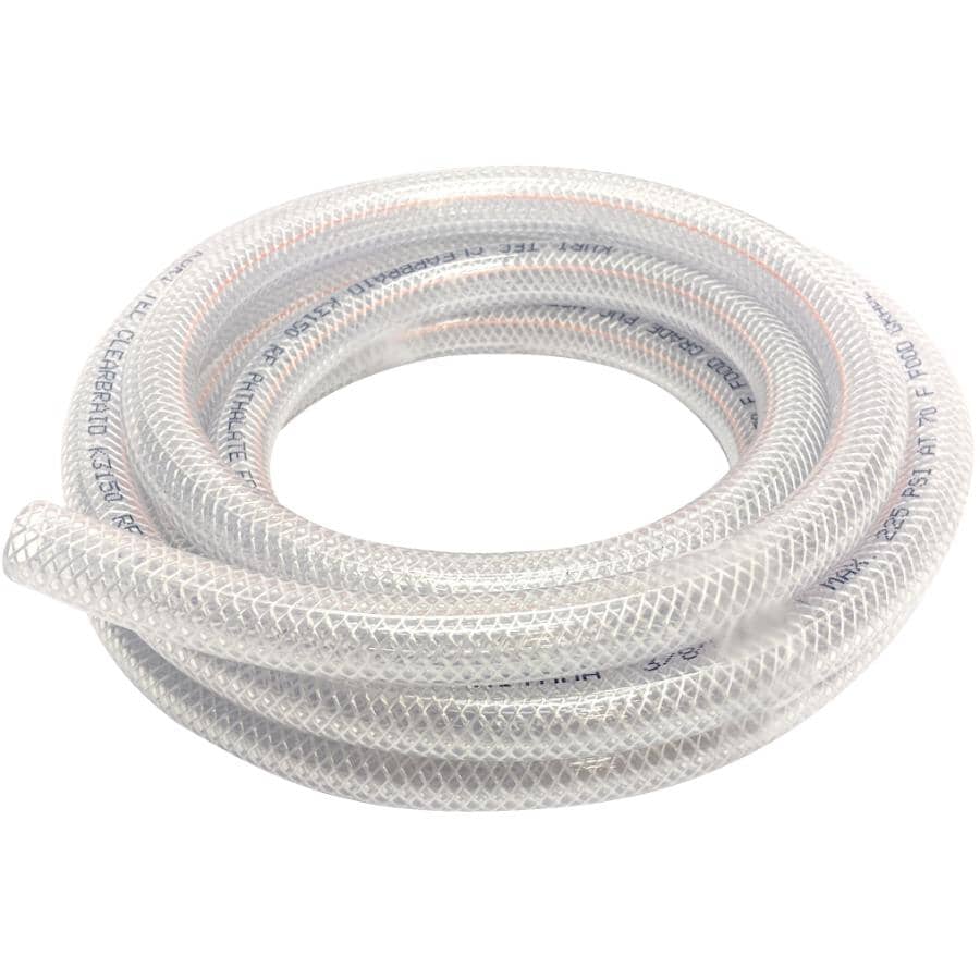 Braided Vinyl Tubing - 3/8" Inside Diameter x 5/8" Outside Diameter x 10'