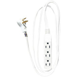 3 Outlet Angled Plug Indoor Extension Cord - White, 1.8 m