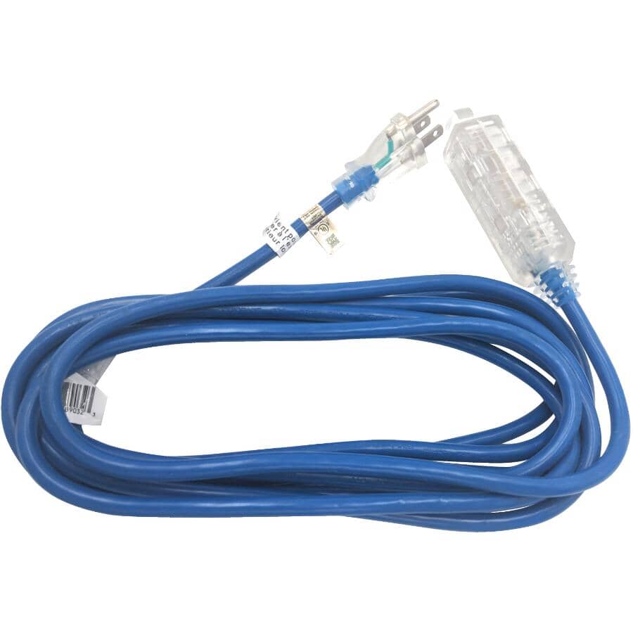 3 Outlet Block Heater Extension Cord - Blue, 4.6 m