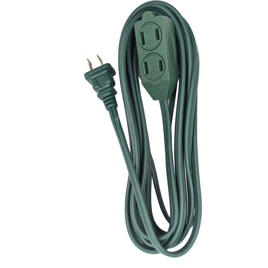 3 Outlet Outdoor Extension Cord - Green,  4.5 m