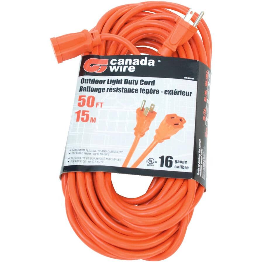 SJTW Light Duty Outdoor Extension Cord - Orange, 15 m