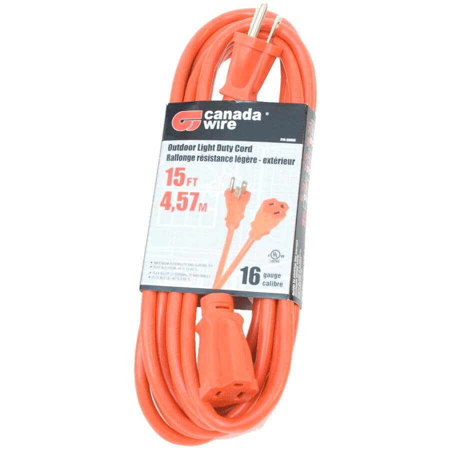 SJTW Orange Outdoor Extension Cord - 4.6 m