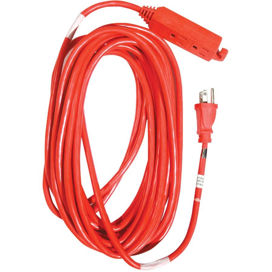 SJTW Orange Outdoor Extension Cord - 3 Outlets, 9.1 m